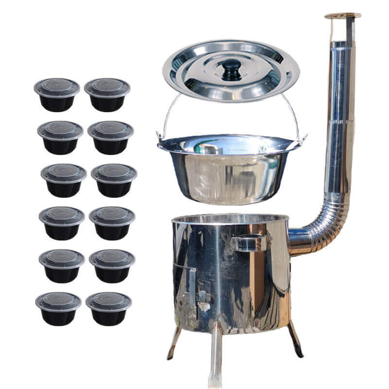 Nerezový kotlík 15 L (1,2 mm) INOX + Nerezová kotlina 36 INOX LUSTRO + misky 12 ks